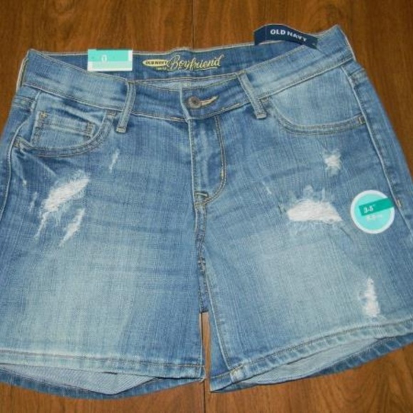 Old Navy Boyfriend 0 Distressed Blue Shorts NWT - Picture 1 of 4
